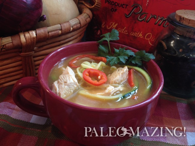 Spicy Mexican Chicken Zoodle Soup